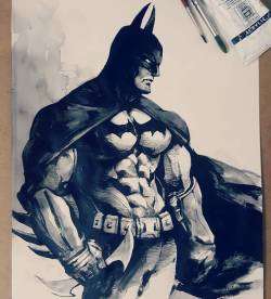 silverjow:  #inktober #inktober2015 #batman #arkhamknight #silverjow