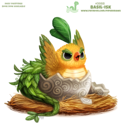 cryptid-creations:  Daily Paint 2088. Basil-isk Daily Book and