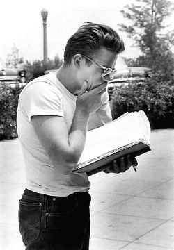 wehadfacesthen:  James Dean on the set of Rebel Without A Cause