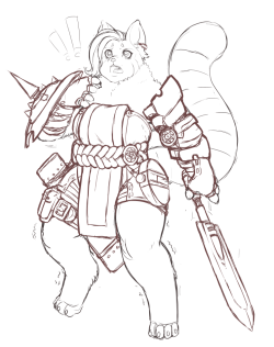 red-winged-angel:  Lil WIP of a “self portrait” Figured it could be an excuse to doodle myself a fresh fursona, a scaredy red panda knight. 