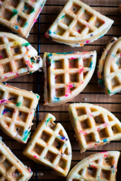 sweetoothgirl:    Cake Batter Birthday Waffles   