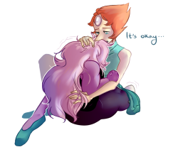 pearlsnose:  Commission for @beocookie - Pearl comforting Amethyst