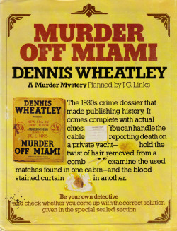 Murder Off Miami, by Dennis Wheatley. A Murder Mystery Planned by J. G. Jinks.From a charity shop in Nottingham.