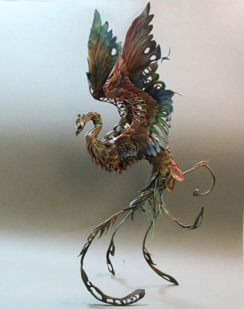 mothpower:  kitsana-d:  wingthingaling:  The phantasmagorical and surreal animal sculptures by Canadian artist Ellen Jewett. Between dream and nightmare, some strange creations born of a symbiosis between organic and mechanical elements, a meeting