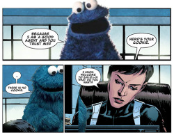 tremoloep:  Cookie Monster not happy with new job. New job lied