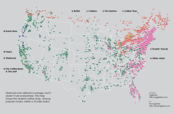 mapsontheweb:  Coffee Shops In America.  Yup. Starbucks and more