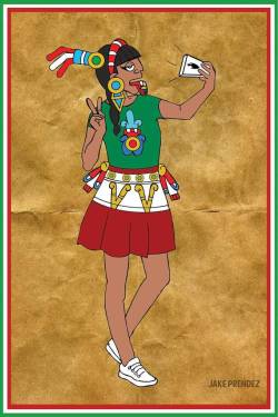 chicanxarthistorian: Aztec selfie by Jake Prendezwww.jakeprendez.com