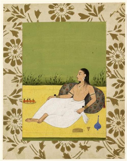 museeguimet:  Jeune femme indienne adossée à un coussinAuteur anonyme18e siècle, époque moghole (18e siècle)Gouache, peinture sur papierInde © RMN-Grand Palais (musée Guimet, Paris) / Thierry Ollivier 