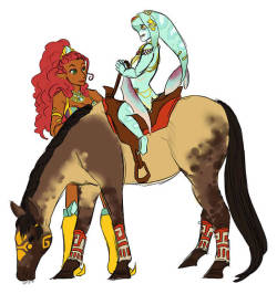 creamsiclesquid:Cute Zora and Gerudo gf for @hot-rod-a-mess