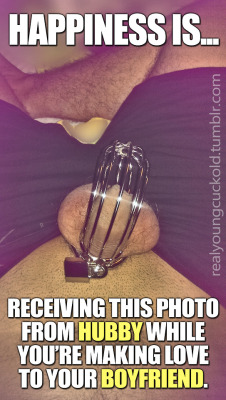 realyoungcuckold:  The key was around my neck. Poor Hubby had