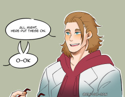 rin-go-san:  David gives All Might glasses to try on expecting
