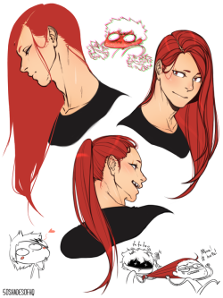 50shadesofhq:  I tried to draw Kirishima with long hair and he’s
