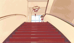 uwagoto:  johnburrow:  Falling down the stairs In Anime can only go two ways  いわゆるAnotherなら死んでたというやつか
