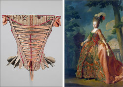 thelingerieaddict:  The Corset’s Effect Photo Credits:  1. corset, 1750-75, from Metropolitan Museum of Art | Portrait of Grand Duchess Maria Fiodorovna by Alexander Roslin, 1777 2. corset, 1839-41, from Metropolitan Museum of Art | Marquise de