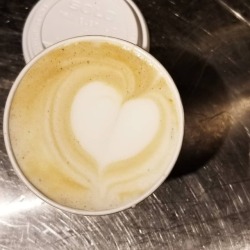 Latte art heart But actually it’s a free pour cappuccino.