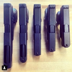 glockfanatics:  The entire glock 9mm family. From left to right