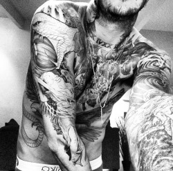 a-place-for-my-dangerous-mind:  Austin’s arms tattoos. 