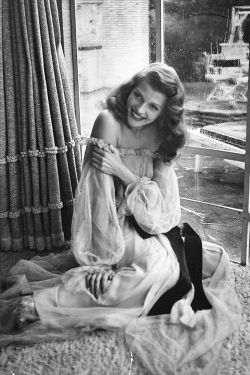 flappers-pinups-and-mods:  Rita Hayworth on the set of “Gilda”,