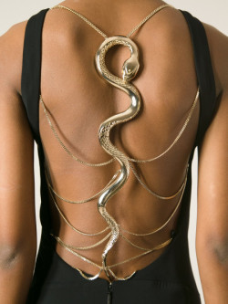 serenepristine:  Roberto Cavalli Black Snake Strap Back Gown