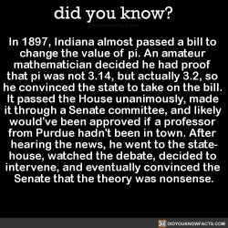 did-you-kno:  In 1897, Indiana almost passed a bill to  change