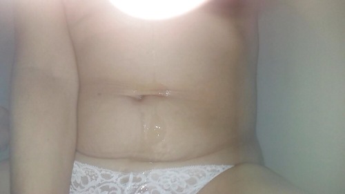 I love when they help!   nowdrivemehome:  Completely drenched white lace panties. Perfect.Â 