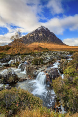 travelgurus:     A waterfall on the River Coupall and the peak