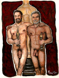 mannart:  George Clooney and Ben Affleck nude at the Academy