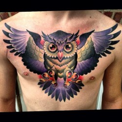 artmachineproductions:  Owl tattoo by @benjiharristattoos  (at