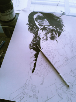 kitty-ink:  The Winter Soldier Acrylic on bristol board  the