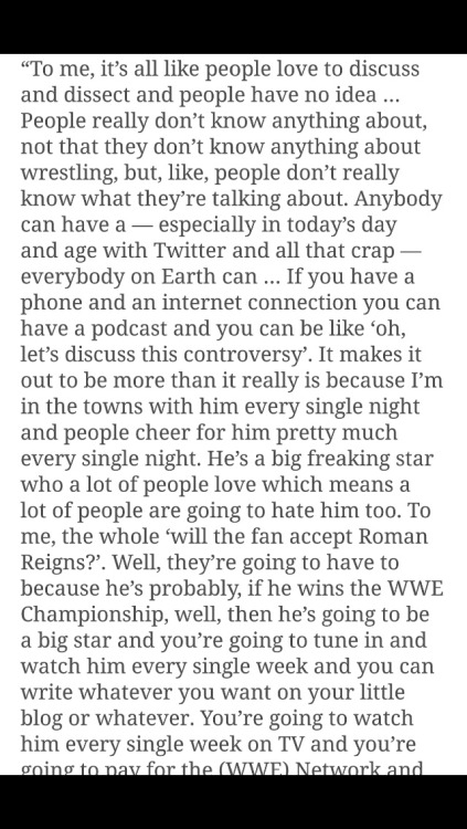 beckybadlasslynch: WWE Superstars Who Have Defended Roman Reigns Part 1   And if haters don’t like it, boo hoo hoo…get over it. Ignore and scroll past. Simple as that :) 