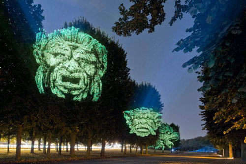 sixpenceee:Haunting 3D Projections onto trees by Clement Briend. He says, “I always wanted to photograph the world without it being too faithful to what it is. I always imagined devices that can transform and intervene with the light in things that
