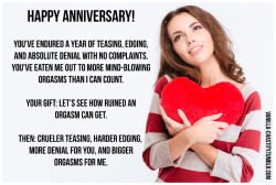 vanilla-chastity: HAPPY ANNIVERSARY! You’ve endured a year