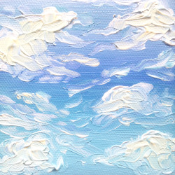 hhenryhiggins:  four tiny 4x4 skies i painted last night