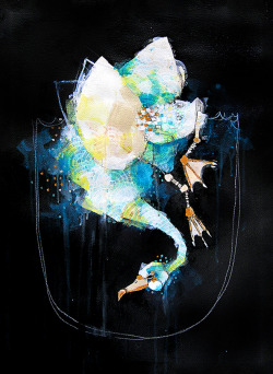 gnashingteeth:  Swan DivingMixed media on 300gsm watercolour