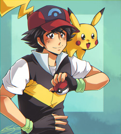 geneseedraws:  I drew DP Ash and Pikachu for my sister!! Happy