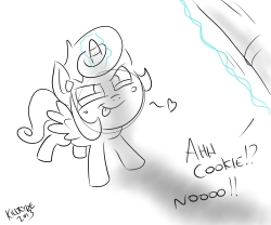 Cookie, now an alicorn, wastes no time using her “enhancement”