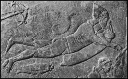 historyarchaeologyartefacts:  Assyrian soldier crosses a river