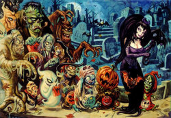 obsessedwithskulls:  Trickrtreaters by Dan Brereton. http://horrorpedia.com/2013/09/21/dan-brereton-artist/