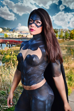 batman-bodypaint:  Batgirl body paint!  Model: Chandra Holt 