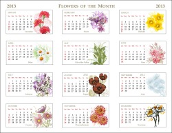 Printable 2013 calendar with birth month flowers (click the pic