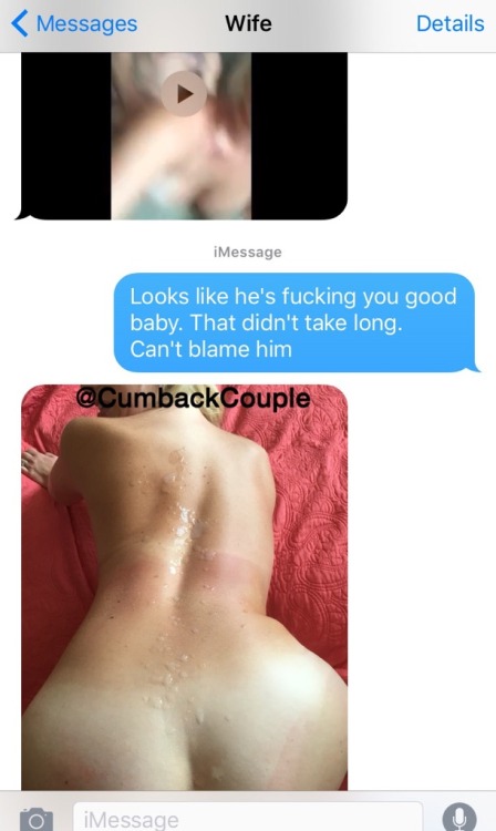 cumbackcouple:  Babyâ€™s first time playing solo and trying the hot texting thing. She got a little dickstracted from any large amount of footage. I guess the bottom pic explains why. Iâ€™m sure she wonâ€™t mind practicing her videography skills ðŸ˜œðŸ’¦ð