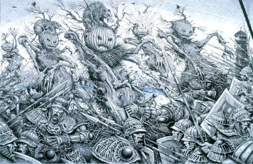 70sscifiart:  “Ian Miller is a fantasy illustrator and writer best known for his quirkily etched gothic style and macabre sensibility.” Another collection of exclusive images from The Art of Ian Miller, this time via Boing Boing.