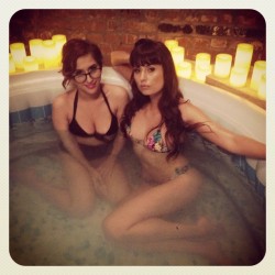 Babes in an inflatable hot tub #sleepoverwithapornstar