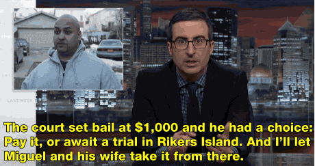 salon:  salon:  Watch Jon Oliver blast the US bail system for locking up the poor   Update: Jon Oliver got results! New York City is changing its bail requirements for low-level offenders.