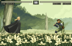 tom2dforever: To celebrate the Metal Gear series being 30 today, I spent the eve making my favourite MGS3 scene in Pixel Art (&amp; made it a fighting game) 