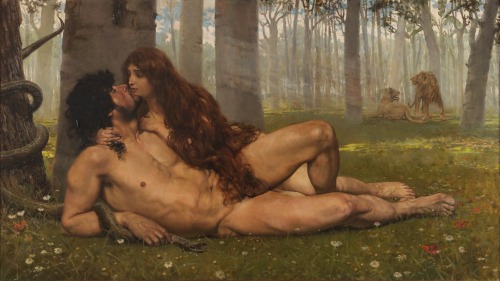 victorianink:  The First Kiss (of Adam and Eve) (1891) by Salvador