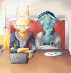 minfotibaken:  Foxx and Mink - Morning Coffee by ~kuddle