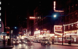 calumet412:  Looking east on Randolph from Clark, 1958, Chicago