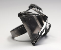 bloodmilk:  mini crystal tomb ring with sterling bezel and cast