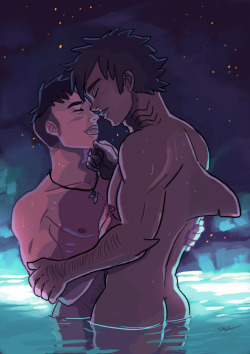 tohdaryl:  A shark boy and his human surfer boy finds love in